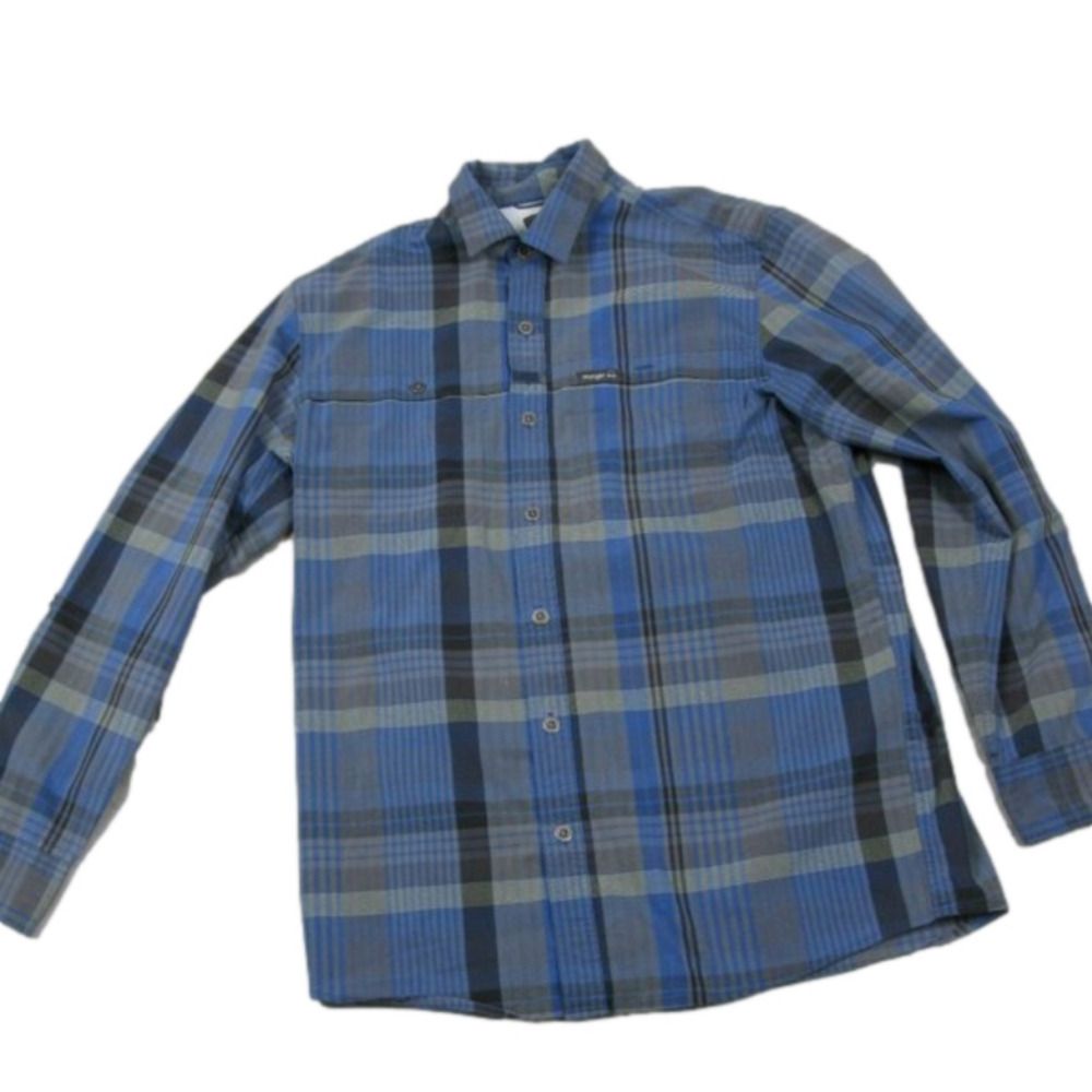 Wrangler Men's Blue/Gray Plaid Button Front Shirt Size Medium